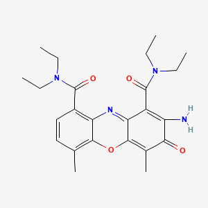 molecular formula C24H30N4O4 B12802186 2-Amino-N,N,N',N'-tetraethyl-4,6-dimethyl-3-oxo-3H-phenoxazine-1,9-dicarboxamide CAS No. 57270-56-1