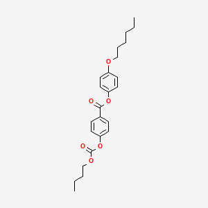 molecular formula C24H30O6 B12802324 p-Hexyloxyphenyl p-butoxycarbonyloxybenzoate CAS No. 33926-43-1
