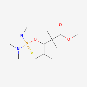 molecular formula C13H27N2O3PS B12802348 Methyl 3-((bis(dimethylamino)phosphorothioyl)oxy)-2,2,4-trimethyl-3-pentenoate CAS No. 32687-56-2