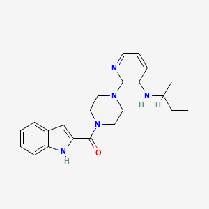 molecular formula C22H27N5O B12802480 Piperazine, 1-(1H-indol-2-ylcarbonyl)-4-(3-((1-methylpropyl)amino)-2-pyridinyl)- CAS No. 153473-57-5