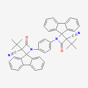 molecular formula C46H38N4O2 B12802487 Spiro(azetidine-2,9'-(9H)fluorene)-3-carbonitrile, 1,1'-(1,4-phenylene)bis(3-(1,1-dimethylethyl)-4-oxo- CAS No. 68161-26-2