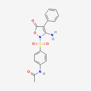 molecular formula C17H15N3O5S B12802489 N-(4-((3-Amino-5-oxo-4-phenyl-2(5H)-isoxazolyl)sulfonyl)phenyl)acetamide CAS No. 6965-40-8