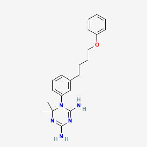 molecular formula C21H27N5O B12802541 1,3,5-Triazine-2,4-diamine, 1,6-dihydro-6,6-dimethyl-1-(3-(4-phenoxybutyl)phenyl)- CAS No. 24892-87-3