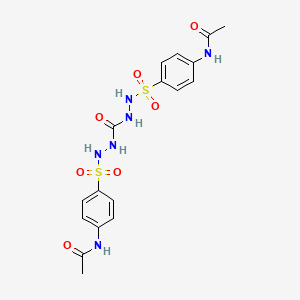 molecular formula C17H20N6O7S2 B12802546 N-(4-((2-((2-((4-(Acetylamino)phenyl)sulfonyl)hydrazino)carbonyl)hydrazino)sulfonyl)phenyl)acetamide CAS No. 5444-89-3