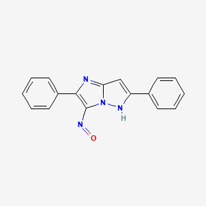 molecular formula C17H12N4O B12802552 1H-Imidazo(1,2-b)pyrazole, 3-nitroso-2,6-diphenyl- CAS No. 93745-58-5
