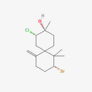 molecular formula C15H24BrClO B12802563 (4R,9R,10S)-4-bromo-10-chloro-5,5,9-trimethyl-1-methylidenespiro[5.5]undecan-9-ol CAS No. 132412-59-0