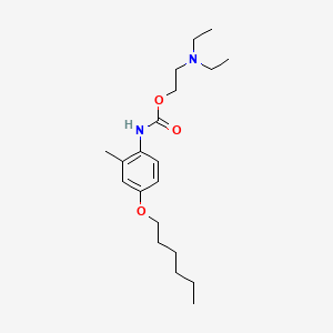 molecular formula C20H34N2O3 B12802586 Carbanilic acid, 4-(hexyloxy)-2-methyl-, 2-(diethylamino)ethyl ester CAS No. 63986-43-6