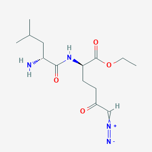 molecular formula C14H24N4O4 B12802609 ethyl (2R)-2-[[(2R)-2-amino-4-methylpentanoyl]amino]-6-diazo-5-oxohexanoate 