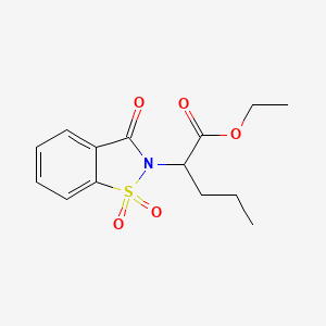 molecular formula C14H17NO5S B12802615 Ethyl 2-(1,1-dioxido-3-oxo-1,2-benzisothiazol-2(3H)-yl)pentanoate CAS No. 7501-66-8