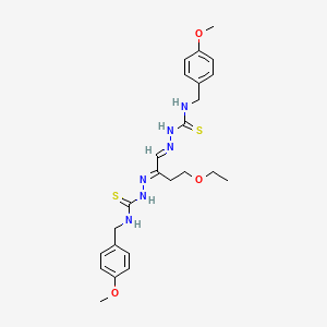 molecular formula C24H32N6O3S2 B12802677 Hydrazinecarbothioamide, 2,2'-(1-(2-ethoxyethyl)-1,2-ethanediylidene)bis(N-((4-methoxyphenyl)methyl)- CAS No. 93588-14-8