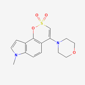 molecular formula C15H16N2O4S B12802736 7-Methyl-4-(4-morpholinyl)-7H-(1,2)oxathiino(6,5-e)indole 2,2-dioxide CAS No. 84670-59-7
