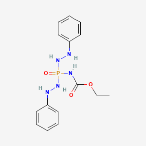 molecular formula C15H20N5O3P B12802764 Carbamic acid, (bis(2-phenylhydrazino)phosphinyl)-, ethyl ester CAS No. 18639-06-0