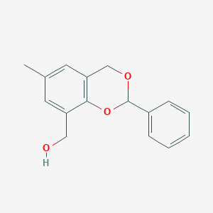 molecular formula C16H16O3 B128028 (6-methyl-2-phenyl-4H-1,3-benzodioxin-8-yl)methanol CAS No. 159150-87-5