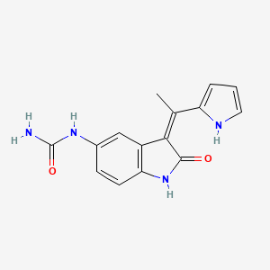 molecular formula C15H14N4O2 B1280282 Urea, (2,3-dihydro-2-oxo-3-(1-(1H-pyrrol-2-yl)ethylidene)-1H-indol-5-yl)- CAS No. 946843-63-6