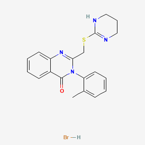 molecular formula C20H21BrN4OS B12802872 4(3H)-Quinazolinone, 2-(((1,4,5,6-tetrahydro-2-pyrimidinyl)thio)methyl)-3-o-tolyl-, monohydrobromide CAS No. 61554-95-8