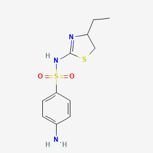 molecular formula C11H15N3O2S2 B12802897 2-Sulfanilamido-4-ethyl-2-thiazoline CAS No. 5418-98-4