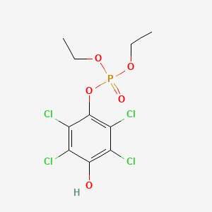 molecular formula C10H11Cl4O5P B12802932 Diethyl 2,3,5,6-tetrachloro-4-hydroxyphenyl phosphate CAS No. 7596-61-4