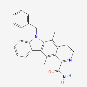 molecular formula C25H21N3O B12802985 6-Benzyl-5,11-dimethyl-6H-pyrido(4,3-b)carbazole-1-carboxamide CAS No. 85619-29-0