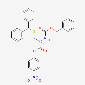 molecular formula C30H26N2O6S B12802999 4-(Hydroxy(oxido)amino)phenyl 3-(benzhydrylthio)-2-(((benzyloxy)carbonyl)amino)propanoate CAS No. 5673-57-4