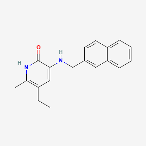 molecular formula C19H20N2O B12803116 3-((2-Naphthylmethyl)amino)-5-ethyl-6-methylpyridin-2(1H)-one CAS No. 135525-74-5