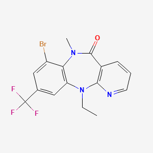 molecular formula C16H13BrF3N3O B12803155 7-Bromo-N11-ethyl-N6-methyl-9-trifluoromethyl-6,11-dihydro-5H-pyrido(2,3-b)(1,5)benzodiazepin-5-one CAS No. 133626-86-5