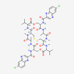 molecular formula C50H60Cl2N12O12S2 B12803178 Bis(6-chloro)triostin A CAS No. 85502-72-3