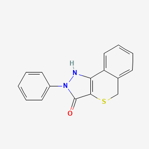 molecular formula C16H12N2OS B12803188 2-Phenyl-1,2-dihydroisothiochromeno(4,3-c)pyrazol-3(5H)-one CAS No. 59961-27-2