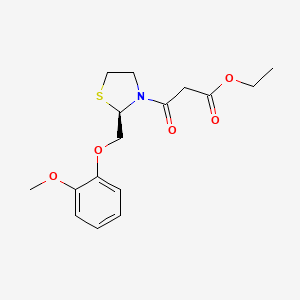 molecular formula C16H21NO5S B12803203 Ethyl (R)-2-((2-methoxyphenoxy)methyl)-beta-oxo-3-thiazolidinepropanoate CAS No. 126145-23-1