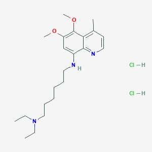 molecular formula C22H35N3O2 B12803208 (6-((5,6-Dimethoxy-4-methyl(8-quinolyl))amino)hexyl)diethylamine, dichloride CAS No. 68219-28-3