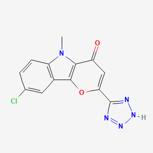 molecular formula C13H8ClN5O2 B12803217 Pyrano(3,2-b)indol-4(5H)-one, 8-chloro-5-methyl-2-(1H-tetrazol-5-yl)- CAS No. 75041-88-2