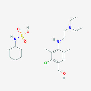 molecular formula C21H38ClN3O4S B12803280 [2-Chloro-4-[2-(diethylamino)ethylamino]-3,5-dimethylphenyl]methanol;cyclohexylsulfamic acid CAS No. 57981-56-3