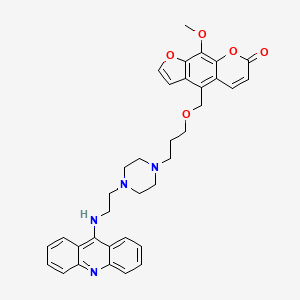 molecular formula C35H36N4O5 B12803305 7H-Furo(3,2-g)(1)benzopyran-7-one, 4-((3-(4-(2-(9-acridinylamino)ethyl)-1-piperazinyl)propoxy)methyl)-9-methoxy- CAS No. 86863-19-6