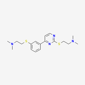 molecular formula C18H26N4S2 B12803311 Ethanamine, 2-((4-(3-((2-(dimethylamino)ethyl)thio)phenyl)-2-pyrimidinyl)thio)-N,N-dimethyl- CAS No. 129224-78-8