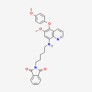 molecular formula C30H29N3O5 B12803350 1H-Isoindole-1,3(2H)-dione, 2-(5-((6-methoxy-5-(4-methoxyphenoxy)-8-quinolinyl)amino)pentyl)- CAS No. 61895-57-6