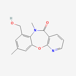 molecular formula C15H14N2O3 B12803370 6,9-Dimethyl-7-hydroxymethyl-pyrido(2,3-b)(1,5)benzoxazepin-5(6H)-one CAS No. 140413-35-0