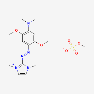 molecular formula C16H25N5O6S B12803450 1H-Imidazolium, 2-((4-(dimethylamino)-2,5-dimethoxyphenyl)azo)-1,3-dimethyl-, methyl sulfate CAS No. 84787-99-5