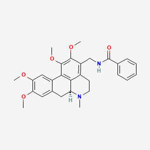 molecular formula C29H32N2O5 B12803464 Benzamide, N-((5,6,6a,7-tetrahydro-1,2,9,10-tetramethoxy-6-methyl-4H-dibenzo(de,g)quinolin-3-yl)methyl)-, (S)- CAS No. 81074-94-4