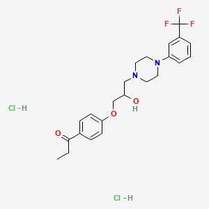molecular formula C23H29Cl2F3N2O3 B12803476 1-(4-Propionylphenoxy)-3-(4-(m-trifluoromethyl)phenylpiperazinyl)propan-2-ol dihydrochloride CAS No. 63957-28-8