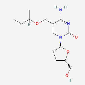 molecular formula C14H23N3O4 B12803493 2',3'-Dideoxy-5-(1-methylpropoxymethyl)cytidine CAS No. 133635-73-1