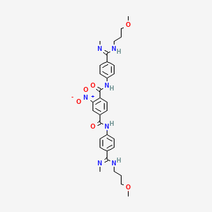 molecular formula C32H39N7O6 B12803526 2-(Hydroxy(oxido)amino)-N(1),N(4)-bis(4-(((3-methoxypropyl)imino)(methylamino)methyl)phenyl)terephthalamide CAS No. 21696-32-2