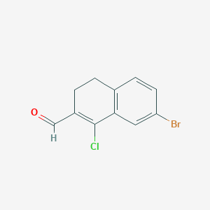 molecular formula C11H8BrClO B1280356 7-BROMO-1-CHLORO-3,4-DIHYDRO-NAPHTHALENE-2-CARBALDEHYDE CAS No. 283177-40-2