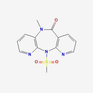 molecular formula C13H12N4O3S B12803592 9-methyl-2-methylsulfonyl-2,4,9,15-tetrazatricyclo[9.4.0.03,8]pentadeca-1(11),3(8),4,6,12,14-hexaen-10-one CAS No. 133627-09-5