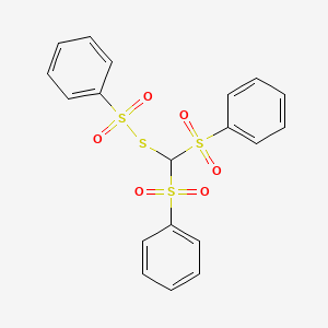 molecular formula C19H16O6S4 B12803732 S-(Bis(phenylsulfonyl)methyl) benzenesulfonothioate CAS No. 29728-01-6
