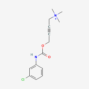 molecular formula C14H18ClN2O2+ B12803795 (4-(m-Chlorophenylcarbamoyloxy)-2-butynyl)trimethylammonium CAS No. 7614-29-1