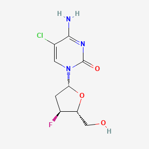 molecular formula C9H11ClFN3O3 B12803818 Cytidine, 5-chloro-2',3'-dideoxy-3'-fluoro- CAS No. 127492-32-4