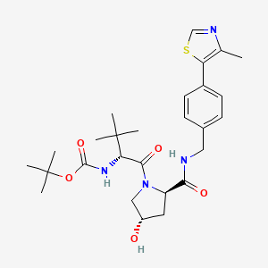 molecular formula C27H38N4O5S B12803870 D-Prolinamide, N-[(1,1-dimethylethoxy)carbonyl]-3-methyl-D-valyl-4-hydroxy-N-[[4-(4-methyl-5-thiazolyl)phenyl]methyl]-, (4S)- CAS No. 1799506-31-2