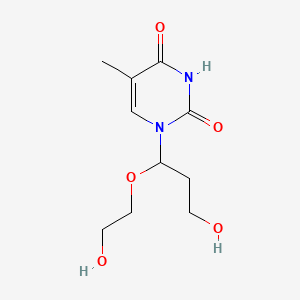 molecular formula C10H16N2O5 B12804267 (R,S)-1-(1-(2-Hydroxyethoxy)-3-hydroxypropyl)thymine CAS No. 117143-02-9