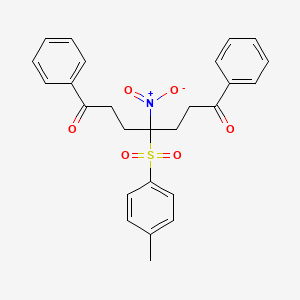 molecular formula C26H25NO6S B12804317 4-(Hydroxy(oxido)amino)-4-((4-methylphenyl)sulfonyl)-1,7-diphenyl-1,7-heptanedione CAS No. 76283-90-4