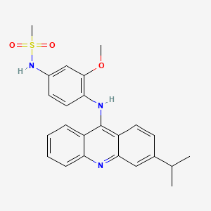 molecular formula C24H25N3O3S B12804336 Methanesulfonanilide, 4'-((3-isopropyl-9-acridinyl)amino)-3'-methoxy- CAS No. 76708-37-7
