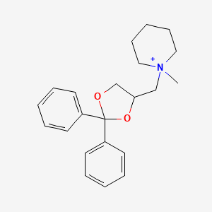 molecular formula C22H28NO2+ B12804361 Diphenylpiperidinomethyldioxolan CAS No. 172343-54-3